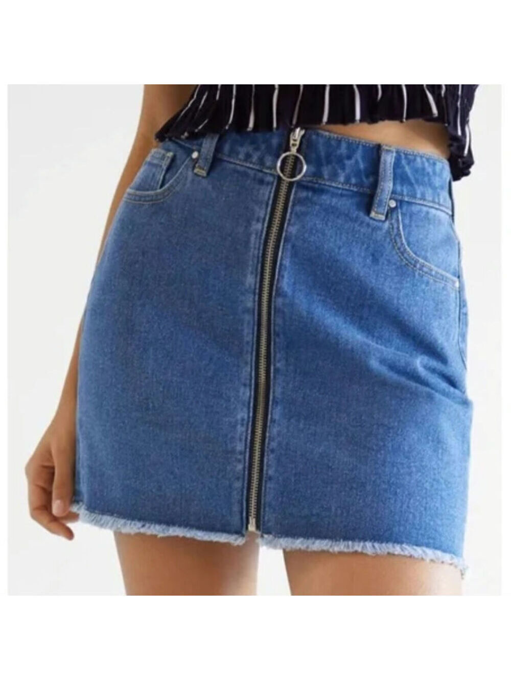 Pacsun middle full zipper denim mini skirt Size 28 Y2K
